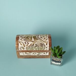 Treasure chest jewelry box hand made wood and other materials  vintage classic.